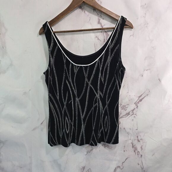 Alex Evenings Jacket Women Large Black Sparkle Shimmer Metallic Tank Set Two - Picture 9 of 16